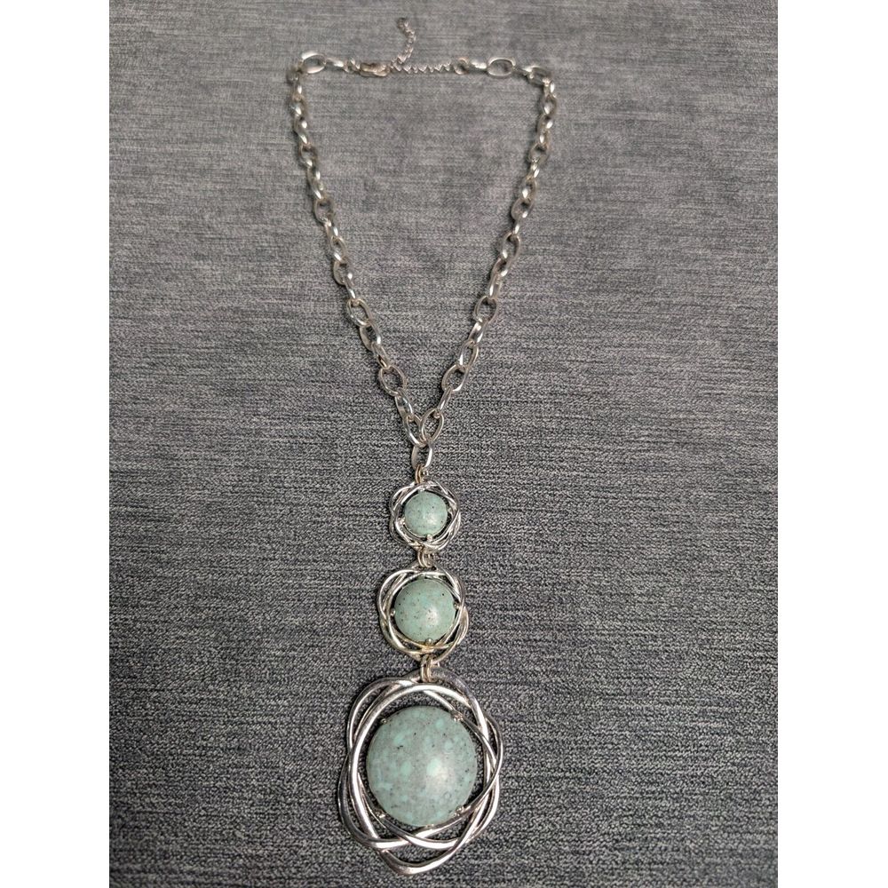 Etienne Aigner Bellini Genuine Turquoise Silver Tone Necklace